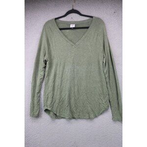 Cabi Long Sleeve Army Green V-Neck Top-Size Medium-Very Soft-Drawstring Back